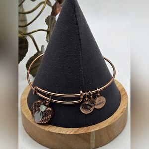"5/$25" Alex And Ani Rose Gold Copper White Enamel Heart Charm Bangle Bracelet